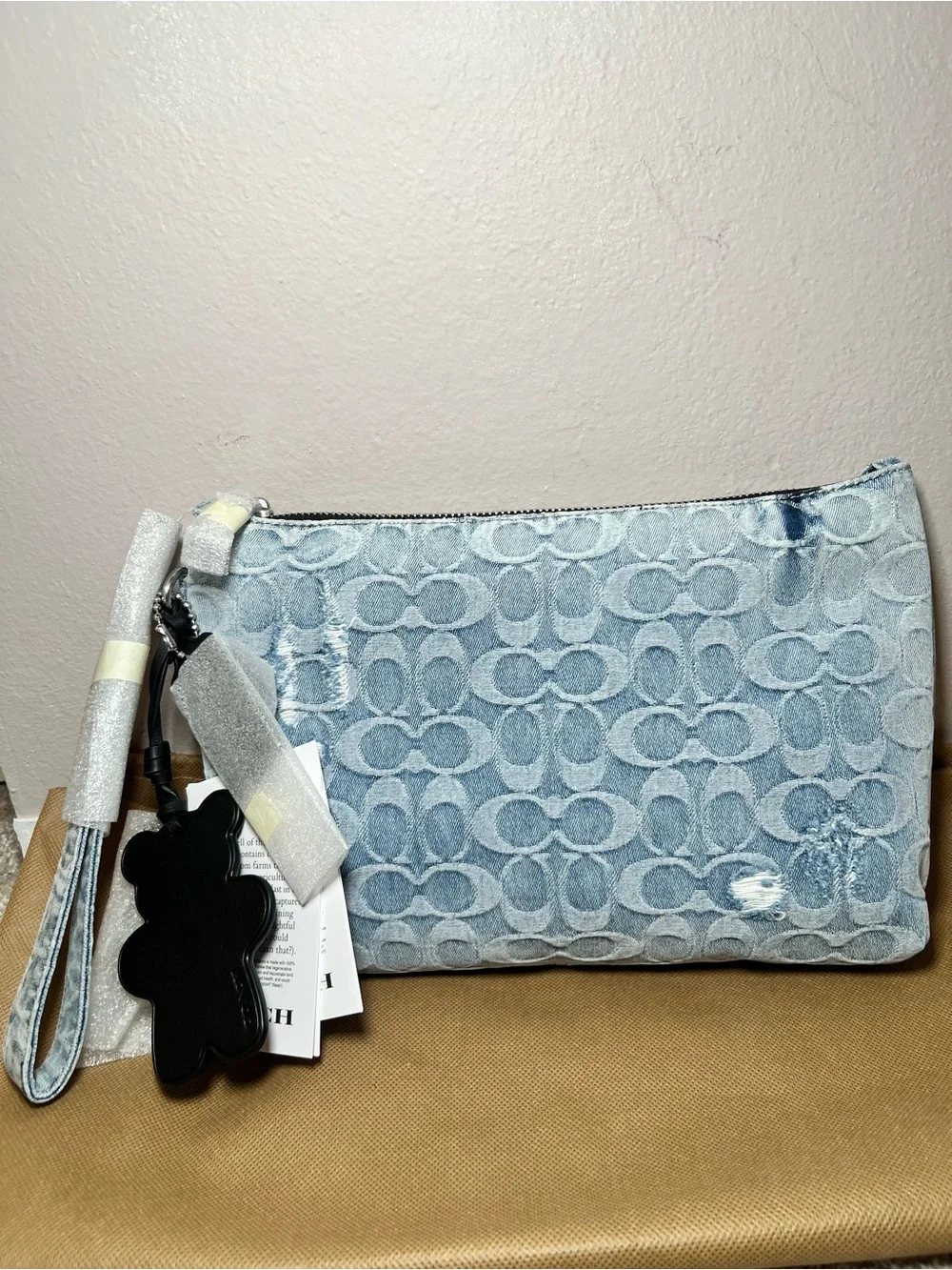 Coach Loved Denim Large Pouch with Charms